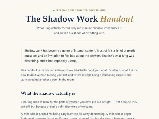The Shadow Work Handout preview